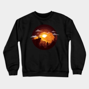 Hiking Trail Sunset, Orange with Clouds and Mountains Sunset Crewneck Sweatshirt